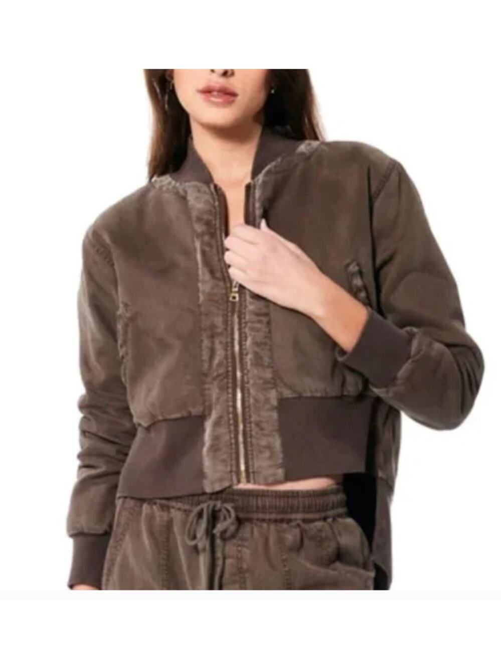 Young Fabulous & Broke Reversible Quilted Olive Green Bomber Jacket Small NEW